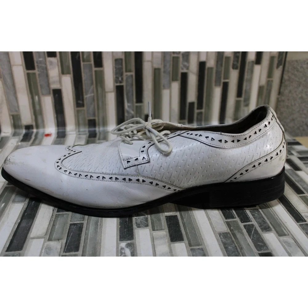 Stacy Adams‎ White Leather Square Toe Dress Shoes Men's Size 11 M
